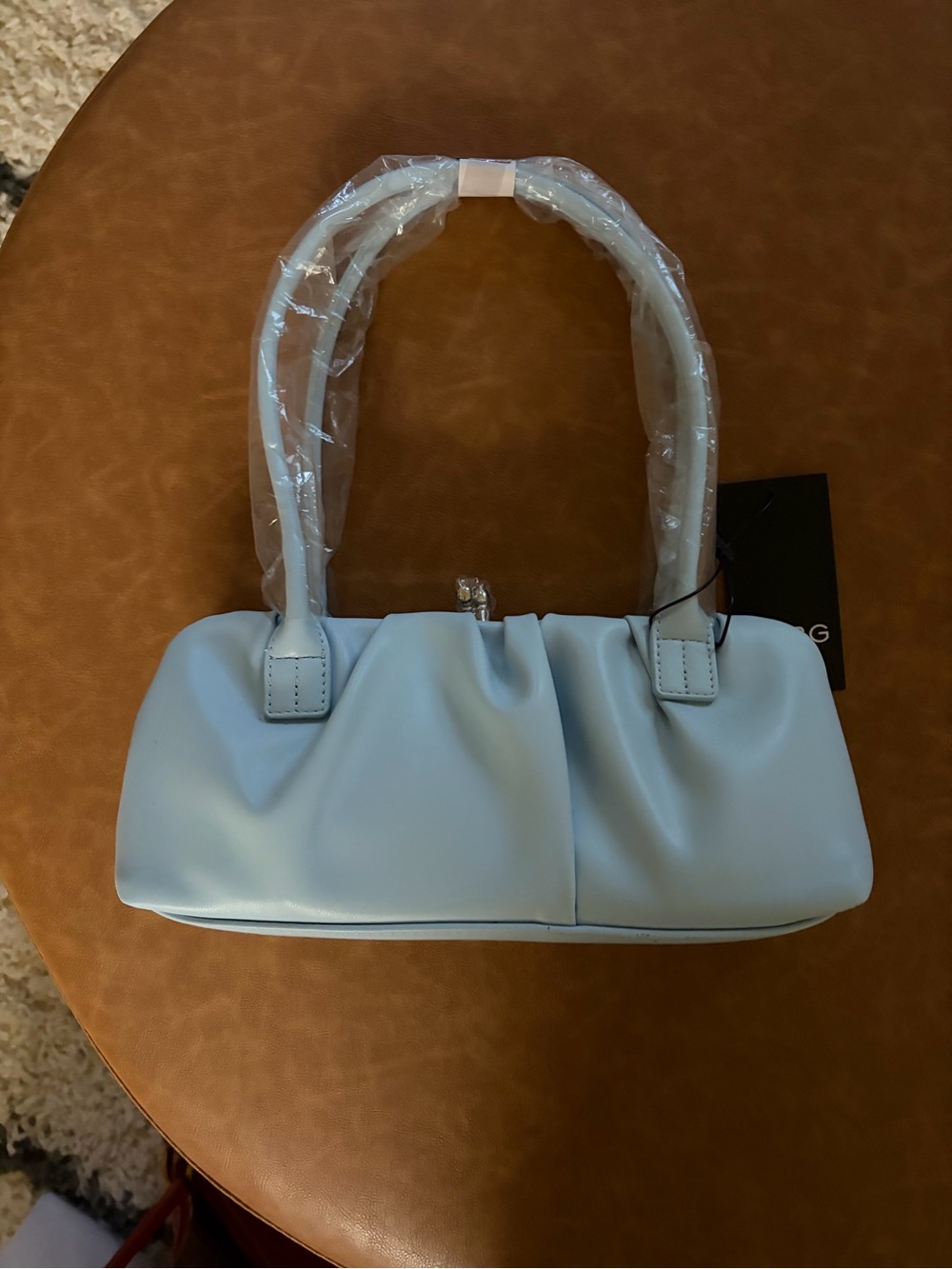BCBG Powder Blue Gathered Shoulder Bag